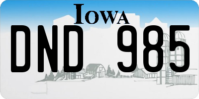 IA license plate DND985