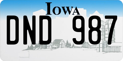 IA license plate DND987