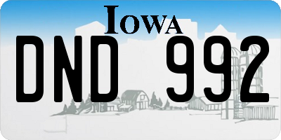 IA license plate DND992