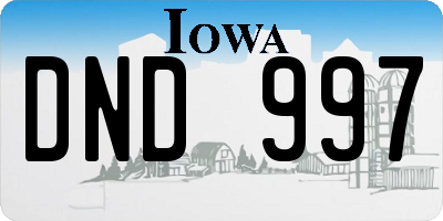 IA license plate DND997