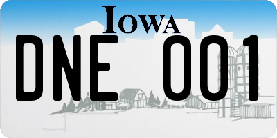 IA license plate DNE001