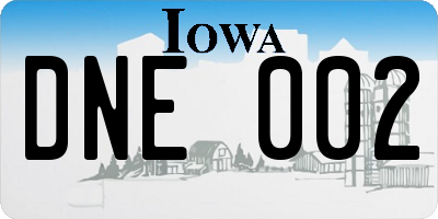 IA license plate DNE002