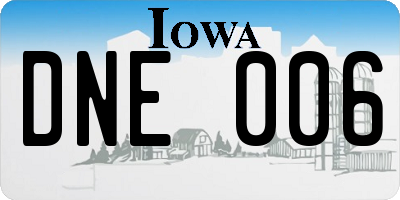 IA license plate DNE006