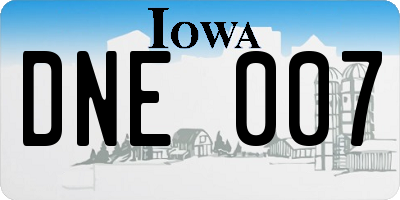 IA license plate DNE007