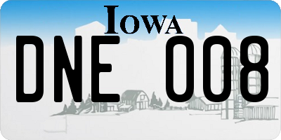 IA license plate DNE008