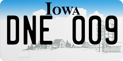 IA license plate DNE009