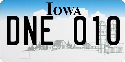 IA license plate DNE010