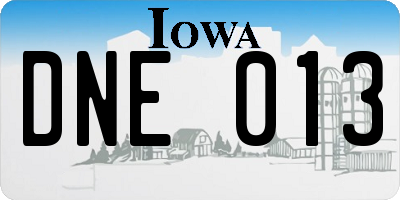 IA license plate DNE013