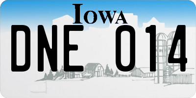 IA license plate DNE014