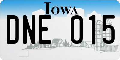 IA license plate DNE015