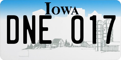 IA license plate DNE017