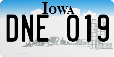 IA license plate DNE019
