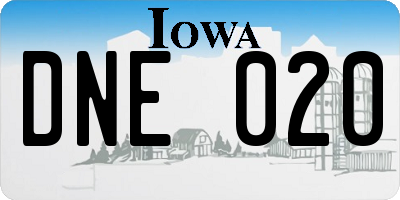 IA license plate DNE020