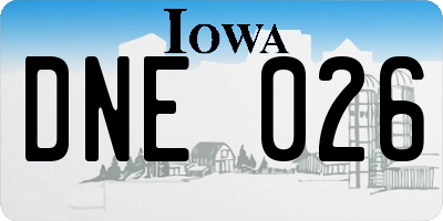 IA license plate DNE026