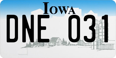 IA license plate DNE031