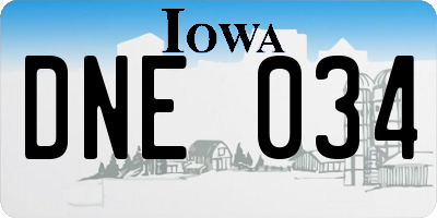 IA license plate DNE034