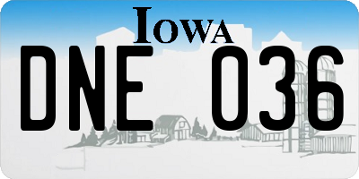 IA license plate DNE036
