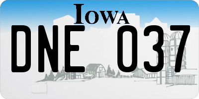 IA license plate DNE037