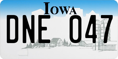 IA license plate DNE047
