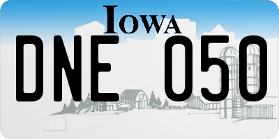 IA license plate DNE050