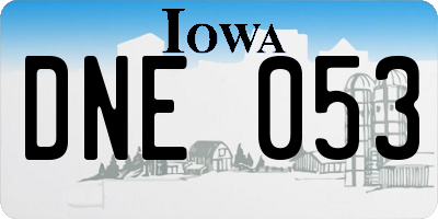 IA license plate DNE053
