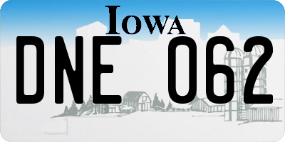 IA license plate DNE062