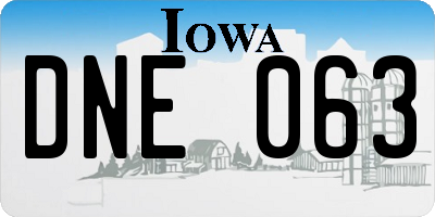 IA license plate DNE063