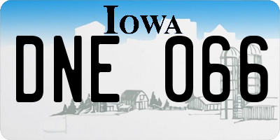 IA license plate DNE066
