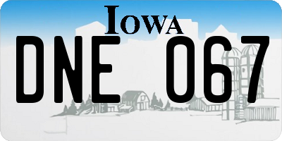 IA license plate DNE067