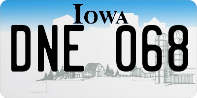 IA license plate DNE068