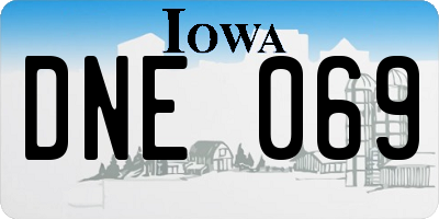 IA license plate DNE069