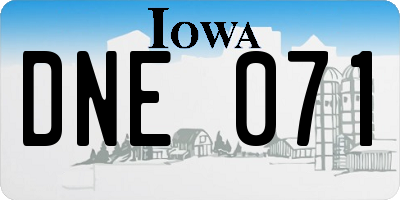 IA license plate DNE071