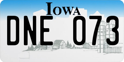 IA license plate DNE073