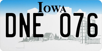 IA license plate DNE076