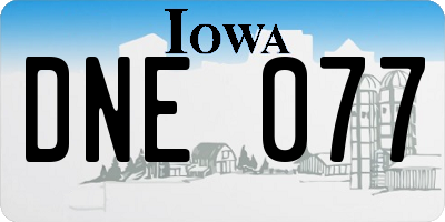 IA license plate DNE077