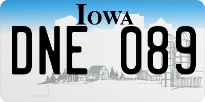 IA license plate DNE089
