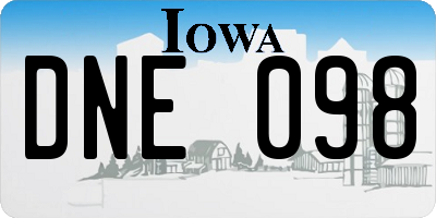 IA license plate DNE098