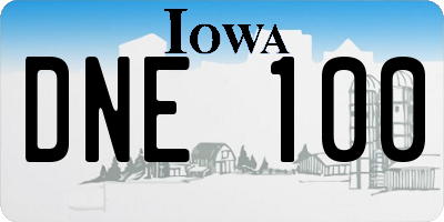 IA license plate DNE100