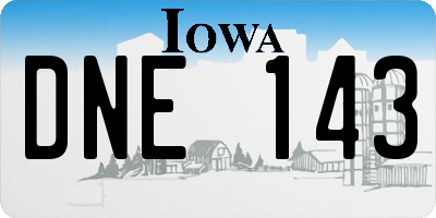 IA license plate DNE143