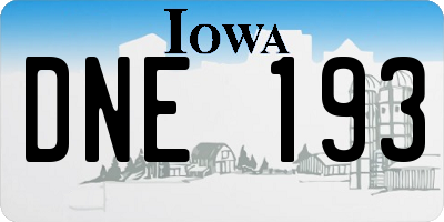 IA license plate DNE193