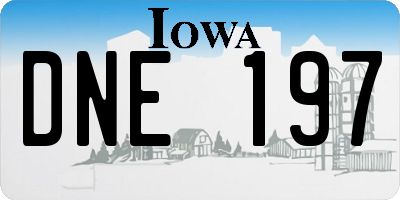 IA license plate DNE197