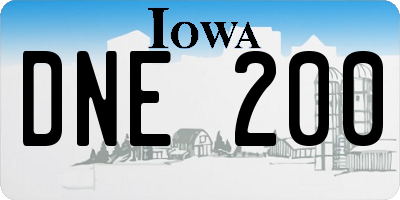 IA license plate DNE200