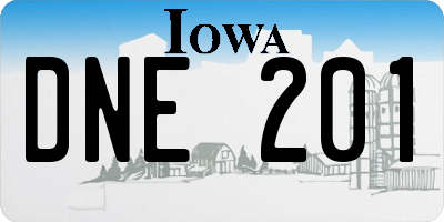 IA license plate DNE201