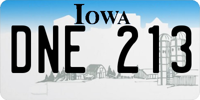 IA license plate DNE213