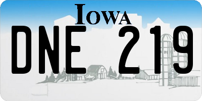 IA license plate DNE219