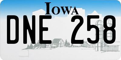 IA license plate DNE258