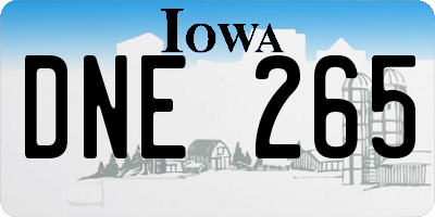 IA license plate DNE265