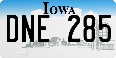 IA license plate DNE285