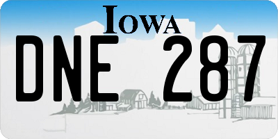 IA license plate DNE287