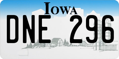 IA license plate DNE296